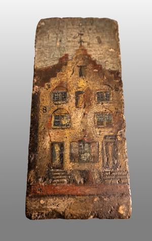Mementos from the demolishing of the Tile House in 1884; brick p